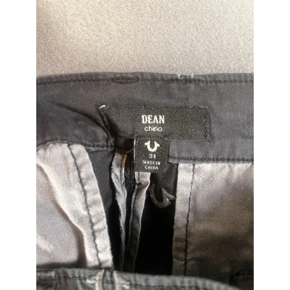 True Religion Shorts Men's 31 Black Dean Chino Embroidered All Over Print Logo